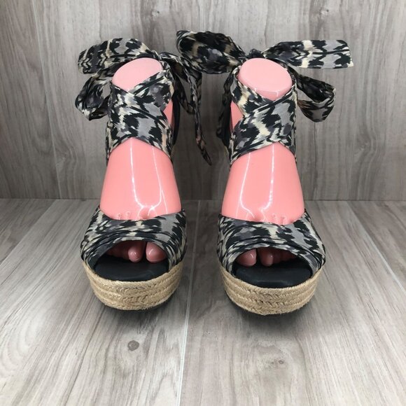 Ugg Wedge Sandals Womens 9 Lucianna Wrap Espadrille Platform Shoes - Picture 5 of 12